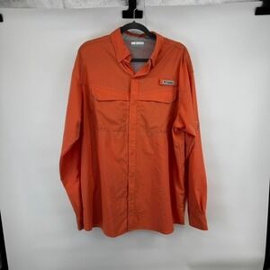 Columbia PFG Mens Long Sleeve Button Up Shirt Large Omni Shade Vented Salmon